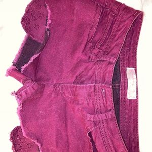 Size 3 maroon colored No Boundaries brand shorts